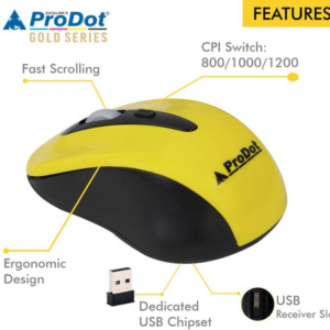 PRODOT Smooth Wireless Optical Mouse (2.4GHz Wireless, Black)